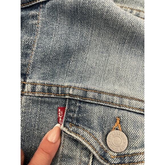 Vintage Levi’s Women’s Blue Jean Denim Faux Fur Collar Jacket M - Picture 5 of 9